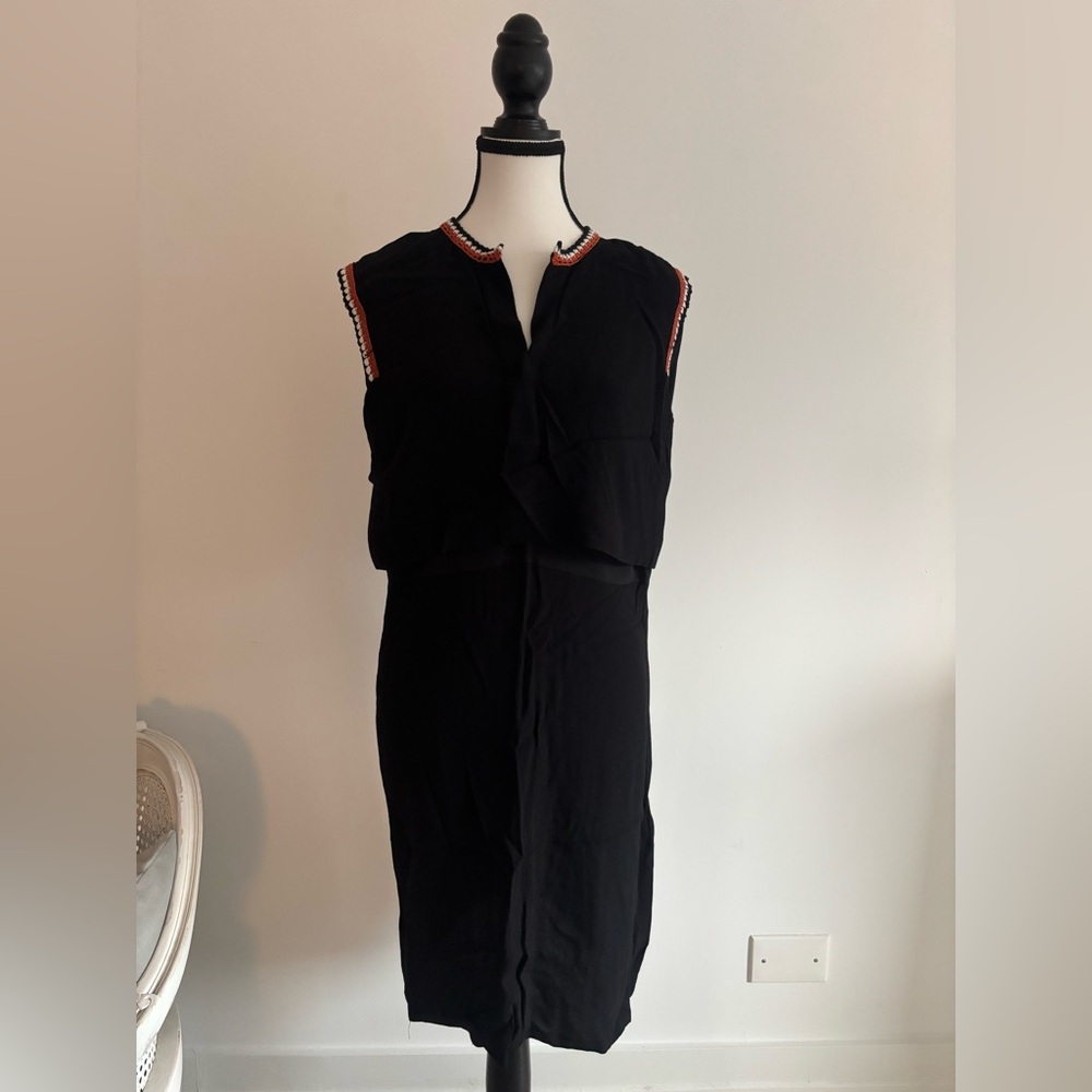Sandro Black Dress with crochet details